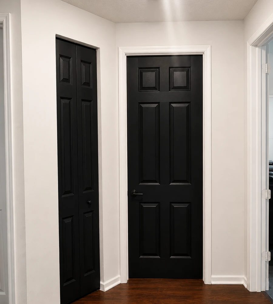 Finished black interior doors